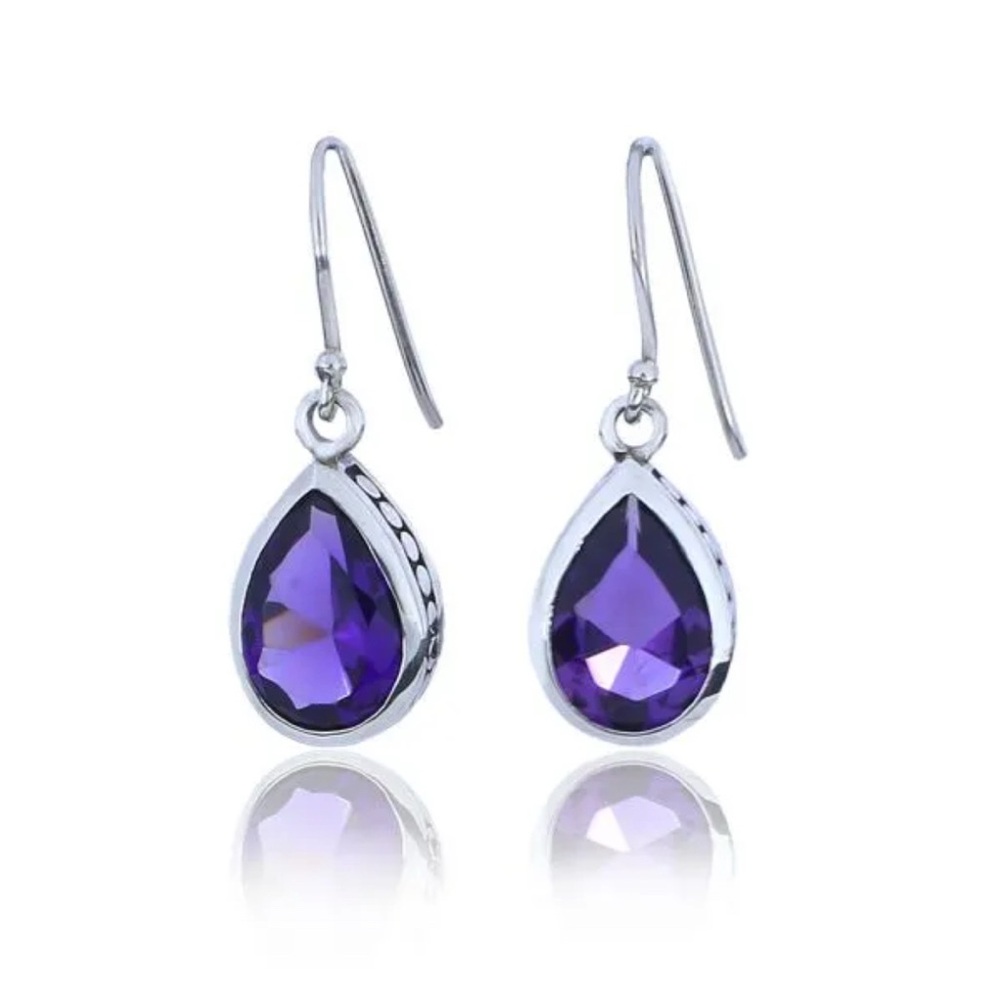 Sterling Silver 10.40ctw Amethyst Drop Earrings
